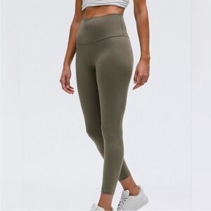 Lululemon 25’ high rise align leggings in olive green size 6